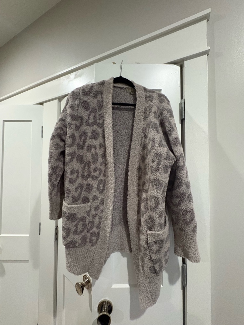 Barefoot Dreams Taupe Leopard Open-Front Cardigan - Picture 3 of 4